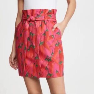 Farm Rio Red Chili Peppers Paper Bag Linen Skirt from Anthropolgie